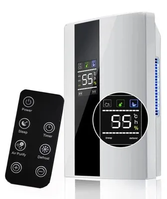Immagine prodotto di Deumidificatore e purificatore d'aria 2-in-1 - Deumidificatore portatile - Molto silenzioso (≤25 dB) - Ideale per appartamento, cucina, camera da letto - Grande capacità - Bianco