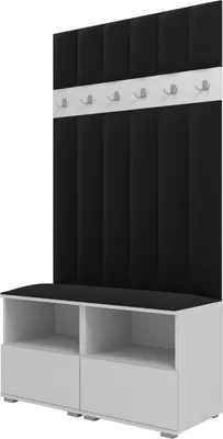 Produktbild von Garderoben-Set Nela III LUX, gepolsterte Garderobe 100 cm mit Sitzbank, Wandpaneelen und Stauraum (Farbe: Weiß + Trinity 16)