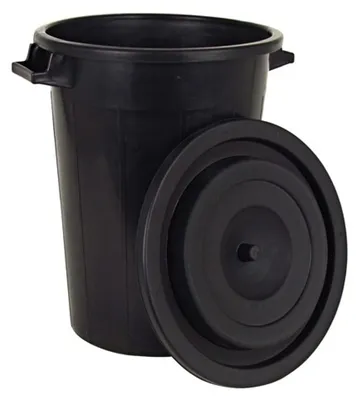 Image de Poubelle universelle 100L noir +couvercle Poubelle d'eau de pluie Poubelle de déchets