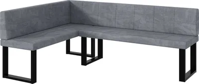 Produktbild von MEBLINI Eckbank für Esszimmer - Küchenbank - Essecke - Sitzecke Küche - PETER - U-Beine 142x196x87cm Links - Grau Samt