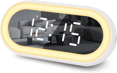 Zdjęcie produktu dla Cyfrowy budzik z wyświetlaczem LED temperatury i trybem uśpienia, idealny do biura i w podróży (biały)