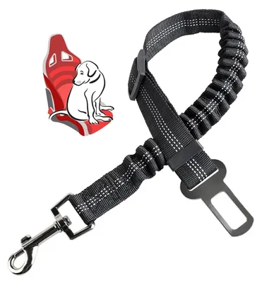 Immagine prodotto di Cintura di sicurezza per cani, auto, 80 cm, nera, in plastica, regolabile, 1 pezzo