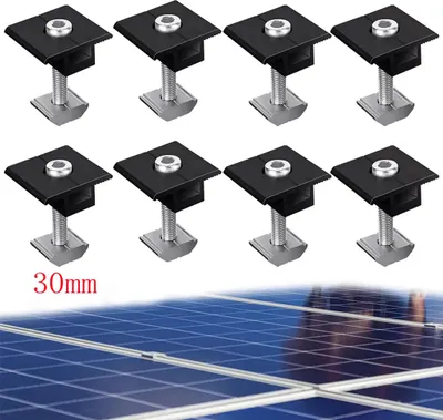 Produktbild von 8 Stück Solarmodul Halterung Mittelklemmen 30mm Schwarz - Solarpanel Halterung, T-förmige Mittelklemme PV Photovoltaik für 30 mm dicke Solarmodule