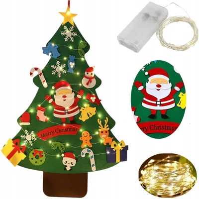 Image de Tapis de feutre pour arbre de Noël avec ornement de chaîne LED, 85 cm, décoration pour enfants, C3M