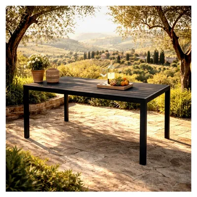 Produktbild von Gartentisch aus Aluminium anthrazit/schwarz mit WPC Tischplatte wetterfest 125x70x74cm