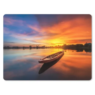 Produktbild von MuchoWow® Mauspad Mousepad Boot - Wasser - Sonnenuntergang - Orange - Wasser 23x19 cm - Mousepads - Maus Mat - Pad - Mausunterlage - Schreibtischunterlage - Mauspad