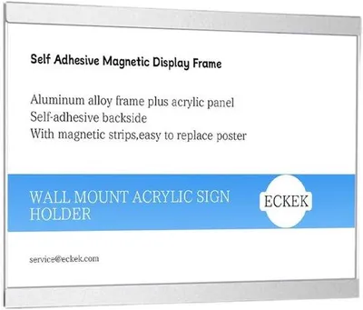 Productafbeelding van Magnetische Bordhouder met zelfklevende Fotolijst voor A4 Posters - Wandmontage en Acryldocumenthouder