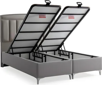 Immagine prodotto di Letto moderno grigio con materasso in tessuto e legno