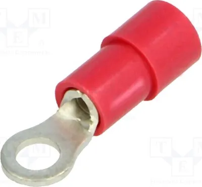 Zdjęcie produktu dla 10 sztuk: Złączka kablowa typu "ring", rozmiar M3, średnica otworu: 3,2 mm, zakres przekroju przewodów: 0,25÷1,5 mm², czerwona, BM 00109, izolowana