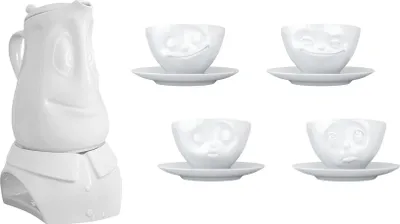 Produktbild von FIFTYEIGHT Kaffee-Set Nr. 005 weiß 6-tlg. - Kanne + Stövchen + 4 Tassen