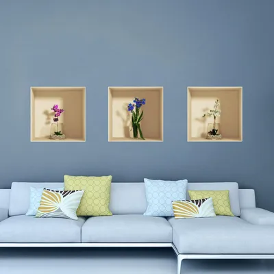 Image de Autocollant à effet 3D avec des fleurs d'orchidées, 30 x 90 cm