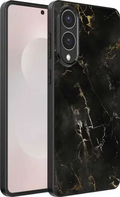 Productafbeelding van Geschikt voor:Samsung Galaxy S25 Edge telefoonhoesje met marmerprint - TPU achterkant hoesjeZwart marmerdesign - Zwart - Smartphonica