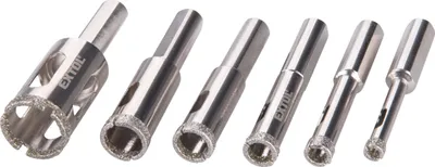 Imagen del producto de Juego de 6 brocas de corte diamantadas para vidrio y cerámica, de 6, 8, 10, 12, 14 y 20 mm