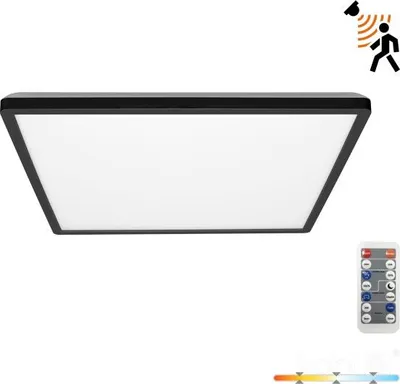 Image de Plafonnier à LED NIVERA SQUARE 24W 3CCT 3000/4000/6000K LX avec détecteur de mouvement et de crépuscule IP54 noir carré Kobi Premium