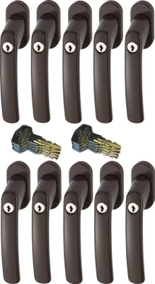 Produktbild von ABUS FG200 B SB abschließbarer Fenstergriff, braun im Set 10 Stück