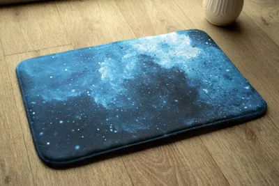 Produktbild von Badteppich Saugfähige - Badezimmer Teppich - Rutschfester Badvorleger Badematte - 75x45 cm - Blau abstrakt