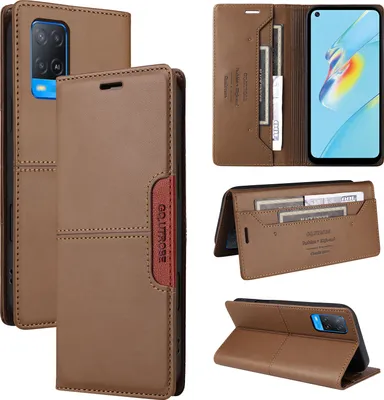 Produktbild von Handyhülle für Oppo A54 4G/A55 5G/A16/A56 5G Hülle, Leder Flip Wallet Kartenfach Stand Schutzhülle Braun