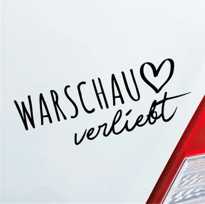 Produktbild von Auto Aufkleber Warschau verliebt Herz Stadt Heimat Liebe Car 19x7 cm Schwarz Matt Sticker Heckscheibenaufkleber