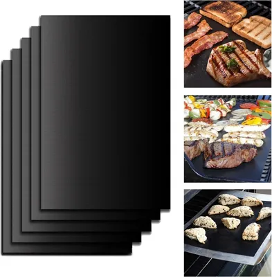 Set 5 Tappetini Rete Per Barbecue Antiaderenti 33.5x40 Cm - Resistenti Al Calore (260°C), Riutilizzabili E Facili Da Pulire