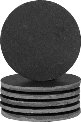 Produktbild von Argon Ta Linea Runde Schieferuntersetzer – 10 cm – 6 Stück