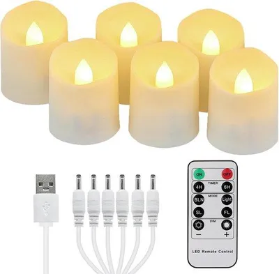 Produktbild von LED Lichterketten mit Fernbedienung – Dimmbar und flackernde Dekorationskerzen für Weihnachten und Halloween