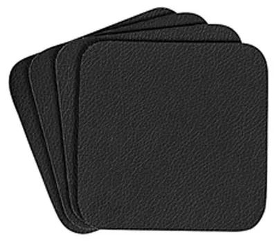 Zdjęcie produktu dla Zestaw 4 podkładki pod napoje ASA Selection, skóra, czarne, 10 x 10 cm