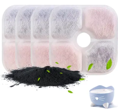 Katzenbrunnenfilter 4er-Pack, Aktivkohle & Harz, 8,4 x 8,4 cm