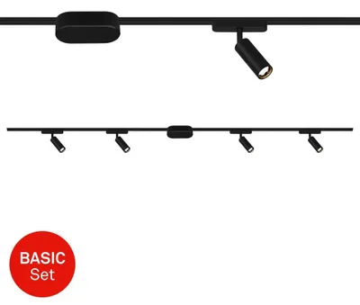 Produktbild von Briloner Luxtrail Schienensystem, Starterset, 4x LED Spots, Schwenkbar, Erweiterbar, Schwarz, 2 m