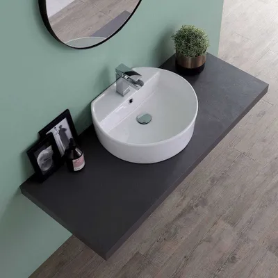 Immagine prodotto di Lavabo d' appoggio ovale in Vetroceramica profondo 44 cm