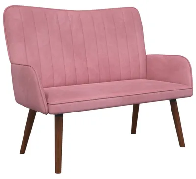 Image de Canapé 2 places vidaXL rose 115 x 61 x 87 cm, velours (V)