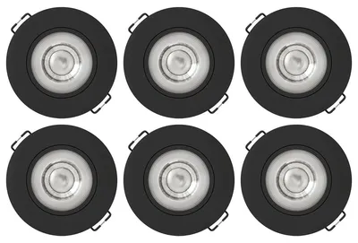 Productafbeelding van Modee LED Inbouwspot Rond - 4.8W 420 Lumen - 4000K Neutraal Wit - IP20 Ø80mm - Zwart - 6 stuks