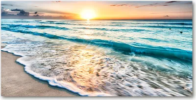 Produktbild von Tulup® Glas-Bild - 100x50 -Wandkunst - Wandbild hinter gehärtetem Sicherheitsglas  - Landschaften - Sonne Strand - Gelb