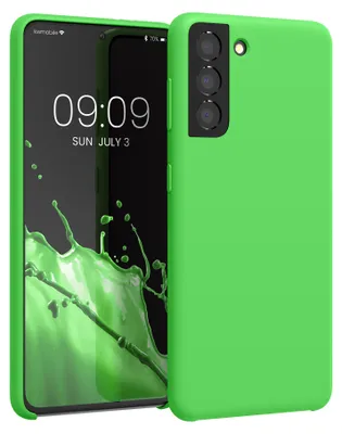Produktbild von kwmobile Handyhülle für Samsung Galaxy S21 Hülle - Case Silikon - Kabelloses Laden - Schutzhülle Cover in Limettengrün