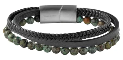 Produktbild von Raptor Armband Shami aus Echtleder mit grünem Tigerauge