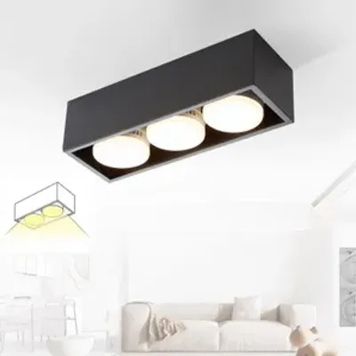 Produktbild von ZMH LED Deckenleuchte Schwarz Aufbauspot 3 Flammig Deckenspots Warmweiß GX53 15W Deckenstrahler Schwenkbar Eckig Spotleuchte für Küche Wohnzimmer Esszimmer Korridor Flur
