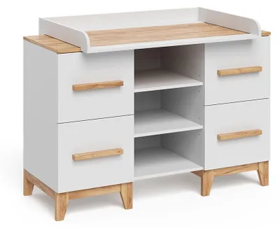 Obrázek produktu pro Přebalovací pult Vitalispa Malia Bílá/Artisan 133 x 98 cm XL se 4 zásuvkami, Model 58349