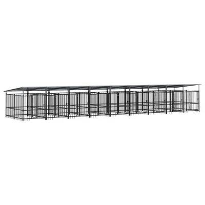 Image de vidaXL Enclos extérieur pour chiens avec toit Acier 16,89 m
