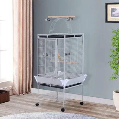 Immagine prodotto di Voliera Gabbia per Uccelli 86x80x160 cm con Ruote in Metallo Argento