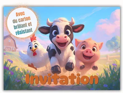 Imagen del producto de Tarjetas de invitación para cumpleaños, con motivos de granja, 12 unidades, tamaño A6, para fiestas infantiles