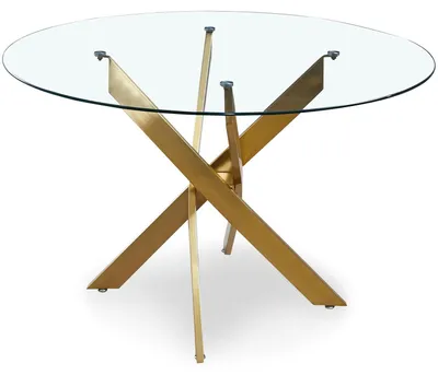 Image de MENZZO Table ronde en verre Corix pieds Or