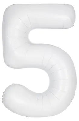 Produktbild von Großer Folienballon Zahl 5 in Weiß, ca. 86 cm, für Geburtstag, Jubiläum, Luft & Helium