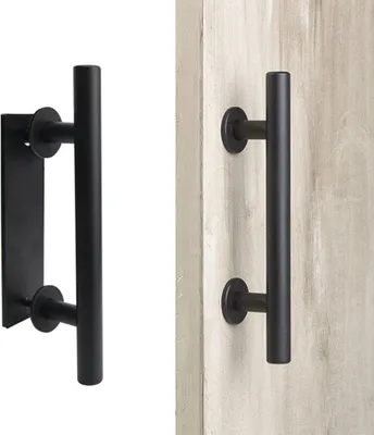 Produktbild von Schiebetürgriffe Schwarz Scheunentor Griff 30CM Schiebetür Griff Beidseitig Küchengriffe Schiebe Türgriff Matt Griffe für schiebetüren Eine Holztür, Schranktür