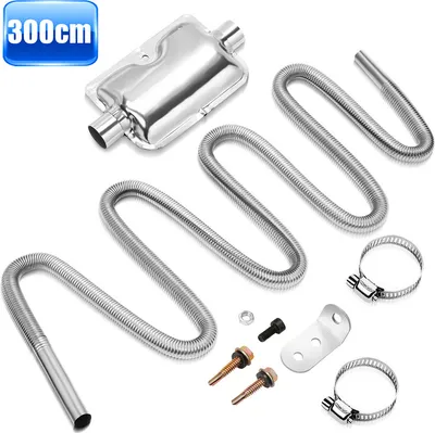 Produktbild von Fiqops Abgasschlauch Edelstahl Auspuffrohr 25mm Gas-Entlüftungsschlauch Auto Heizung Edelstahl Abgasrohr Standheizung Kraftstofftank Abgasrohr Für Diesel Heizung Länge 300cm mit Schalldämpfer