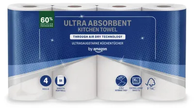 Produktbild von by Amazon Ultrasaugfähige TAD Küchenrolle, 4 Rollen, 51 Blatt pro Rolle,