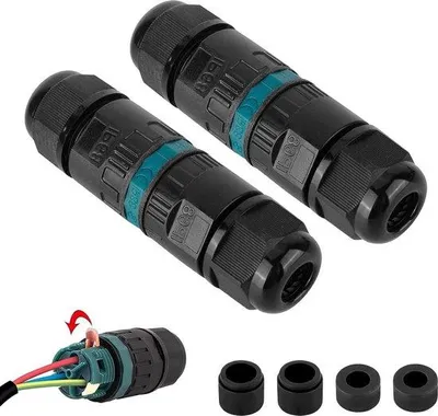 Immagine prodotto di Connettori per cavi impermeabili IP68 - Connettore a 3 poli - Ø 3-12 mm - 2 pezzi