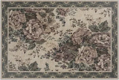 Imagen del producto de Alfombra de vinilo con estampado floral – 60x90 cm – Alfombra para exteriores – Para terraza – Resistente a la intemperie – Diseño moderno