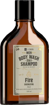 Zdjęcie produktu dla HiSkin Men Whisky Żel do mycia ciała i Szampon do włosów i brody 3w1 Fire, 100 ml
