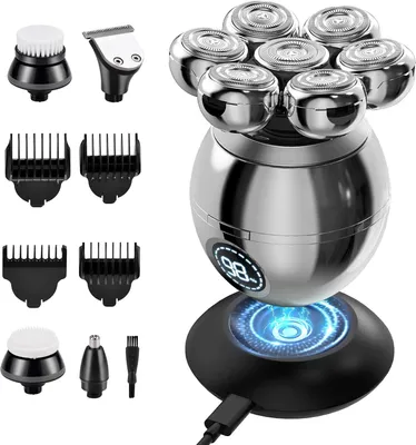 Profi Haarschneider, Haarschneidemaschine, 7D Glatzenrasierer für Männer, wasserdichter Elektrorasierer mit LCD-Display Glatzen Rasierer
