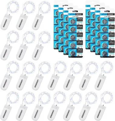 Productafbeelding van 20 stuks 2 m LED-lichtketting met batterij - Koudwit voor Kerstmis en Bruiloftdecoratie