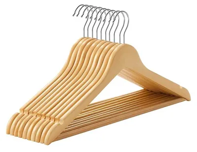 Immagine prodotto di Grucce in legno, set da 10 – Acero, colore naturale, 44,5 x 23 x 1,2 cm